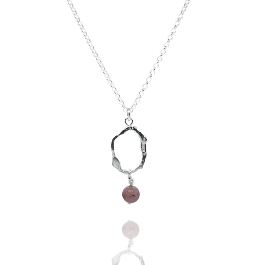 Erilaiset-kaulakoru hopea, kirsikankukka jaspis (002)