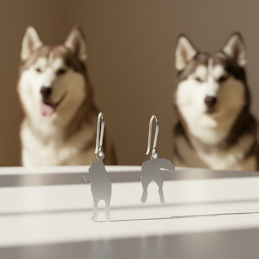 Hopeisten Husky-korvakorujen 3D-mallinnos.