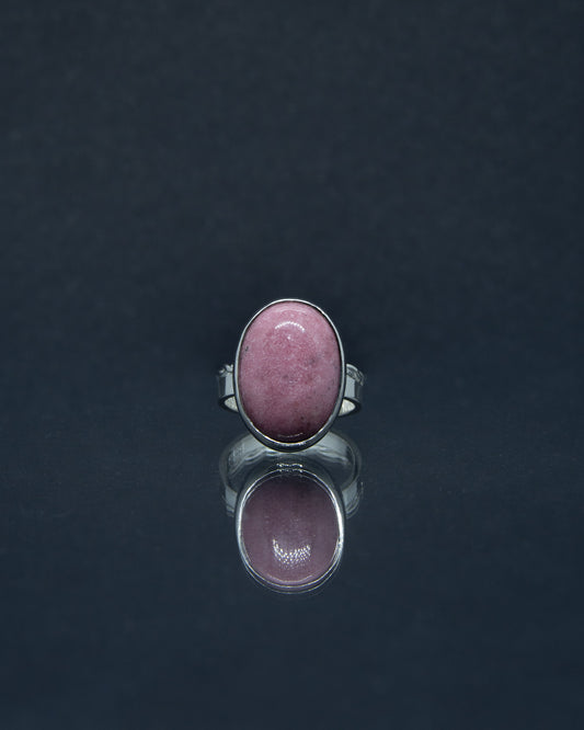 Rauha ja rakkaus -kivisormus rodoniitilla, hopea, koko 16 (001)