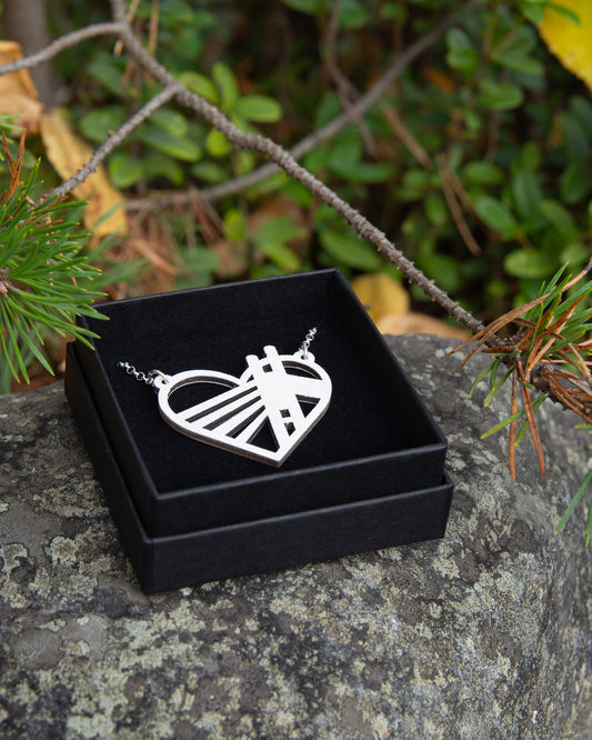 Rovaniemi LOVE - Jätkä-vanerikaulakoru lumi