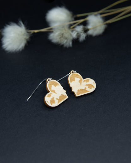 Oulu LOVE -vanerikorvakorut, koukkukiinnitys, pienet