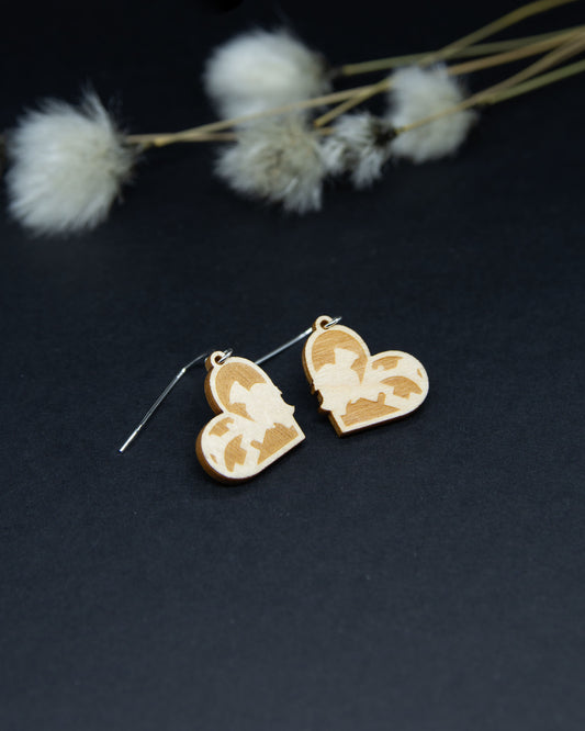 Oulu LOVE -vanerikorvakorut, koukkukiinnitys, pienet