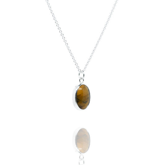 Rauha ja rakkaus -kaulakoru tiikerinsilmällä, hopea