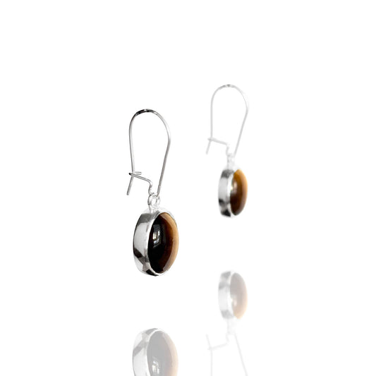 Rauha ja rakkaus -hopeakorvakorut tiikerinsilmillä