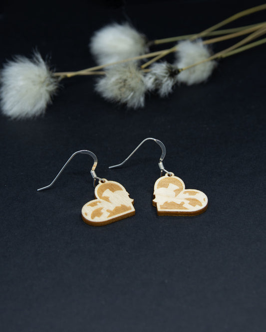 Oulu LOVE -vanerikorvakorut, koukkukiinnitys, pienet