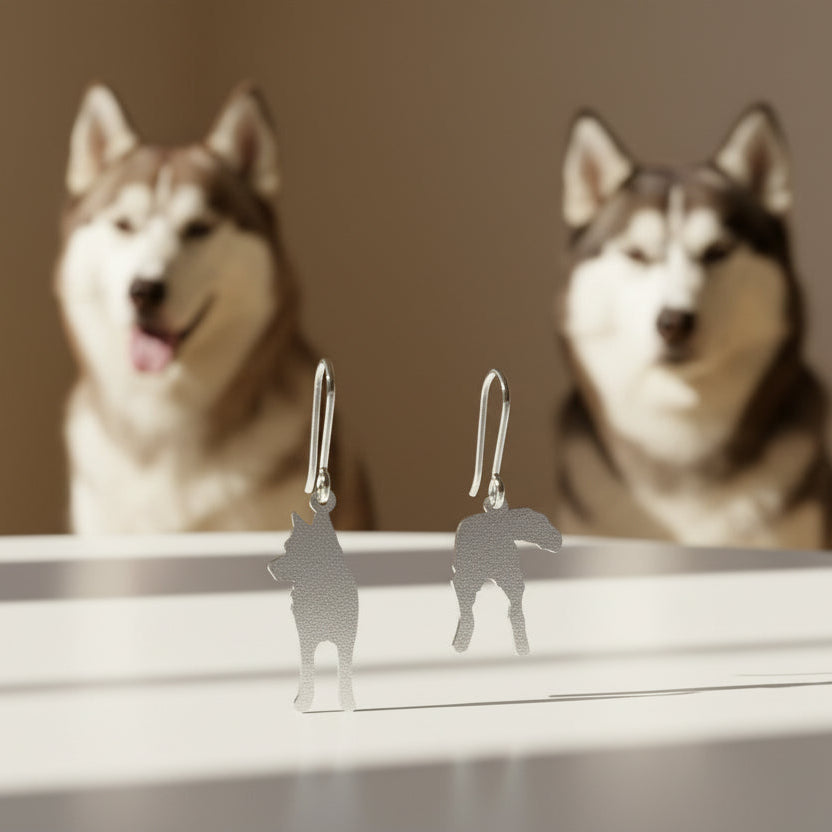 Hopeisten Husky-korvakorujen 3D-mallinnos.